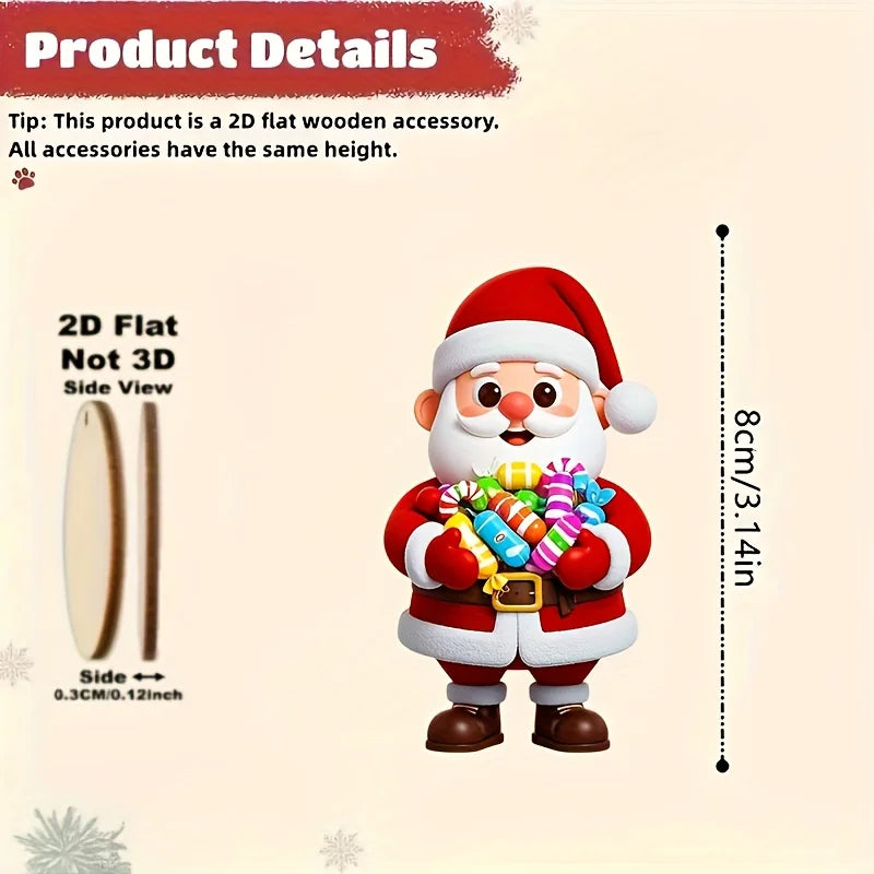 10 Stück Weihnachts-Holz-Lebkuchenmann Weihnachtsmann 2D flacher Holzanhänger Weihnachtsbaumdekoration Perfektes Weihnachtsgeschenk Dekor