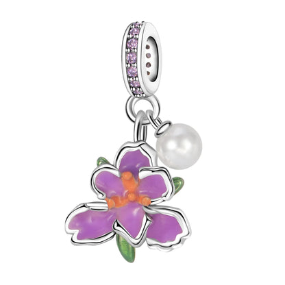 Bunter Schmetterlingsanhänger aus 925er-Sterlingsilber mit Blumen, Perlen, Käfer und Marienkäfer, passend für Armbänder, exquisite Anhänger-Geschenke