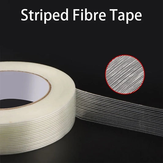 10 m gestreiftes Faserband, Lithium-Batterie-Pack, Isolierfolie, Glasfaserband, einseitig klebende Dichtung, Verpackung fixiert
