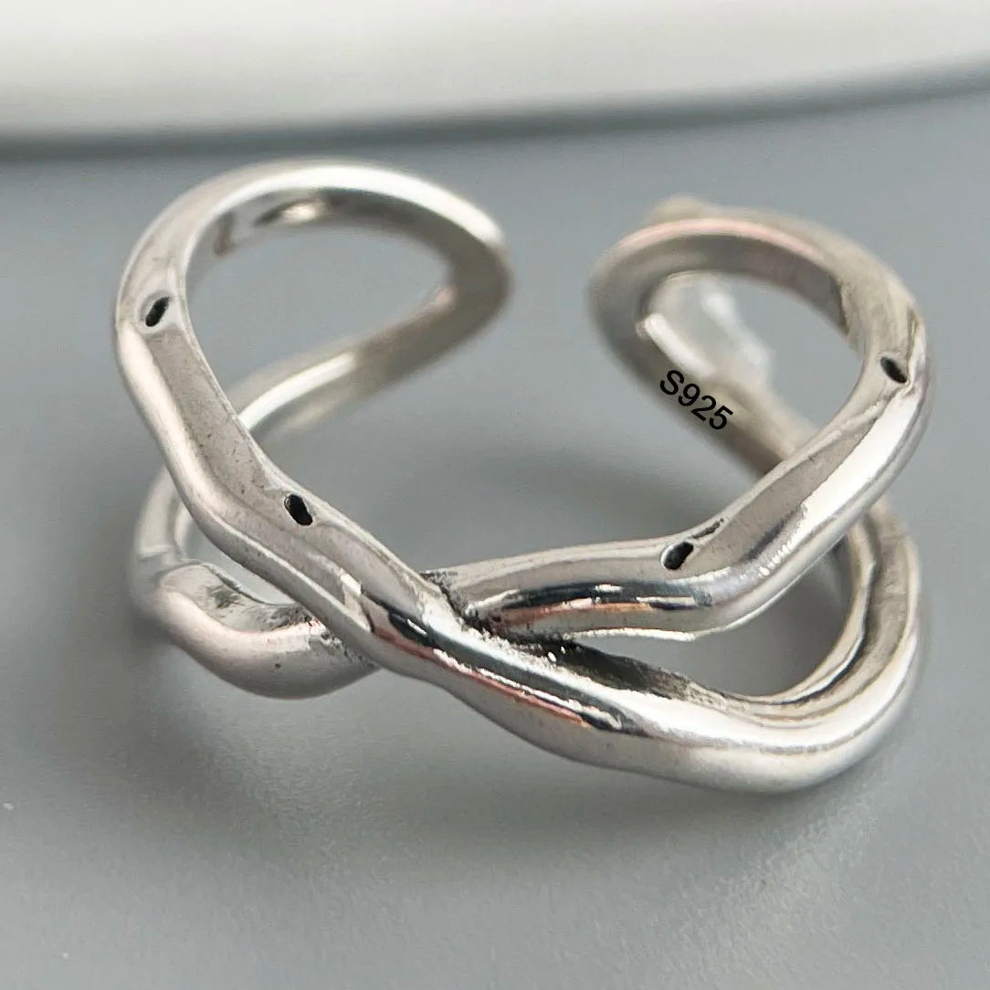 Ringe aus 925er-Sterlingsilber für Damen, Paare, minimalistisch, handgefertigt, schlicht, Retro-Blumen-Herz-Ring, edler Schmuck, Geschenk, verhindert Allergien