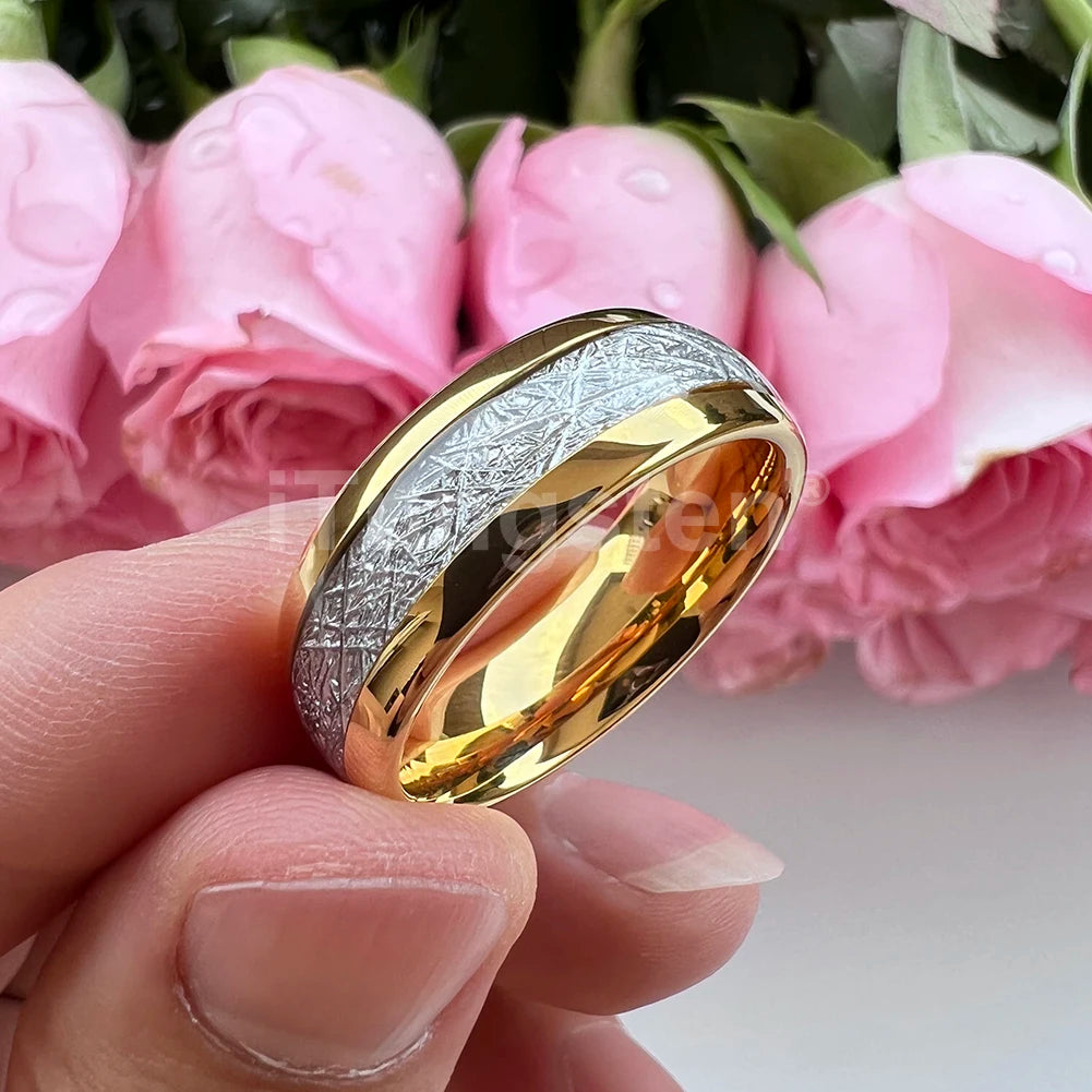 iTungsten 6/8mm Männer Frauen Helle Verlobung Hochzeit Band Wolfram Meteorit Ring Modeschmuck I Love You Graviert