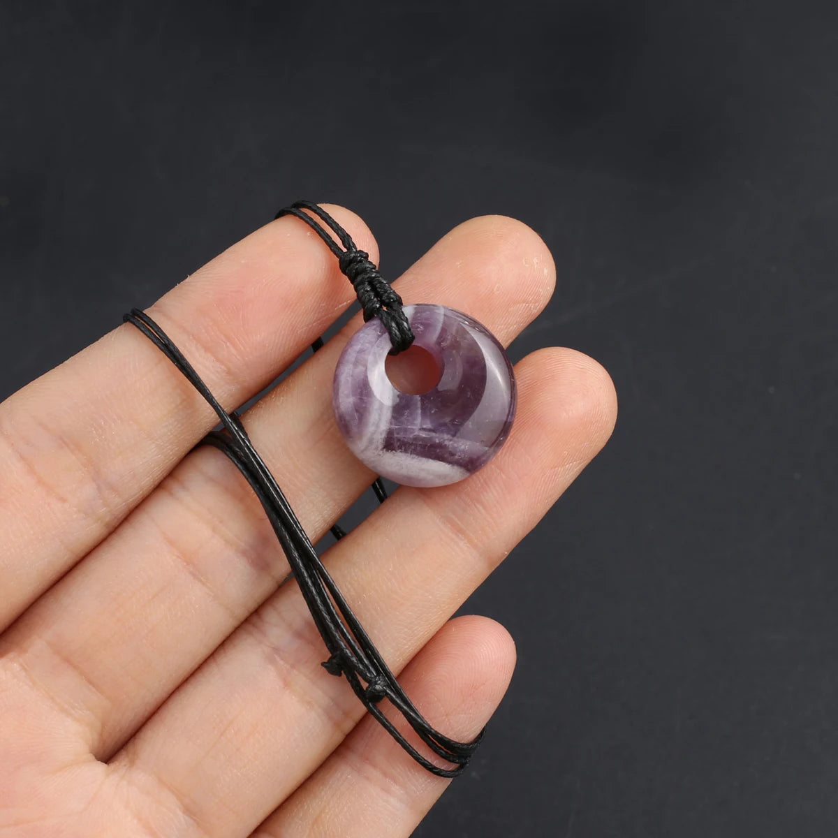 1pc Naturstein Runde Anhänger Amethyst Tigerauge Stein Anhänger Charming Frauen Männer Halskette Schmuck Zubehör Täglichen Geschenke