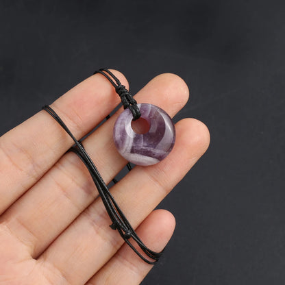 1pc Naturstein Runde Anhänger Amethyst Tigerauge Stein Anhänger Charming Frauen Männer Halskette Schmuck Zubehör Täglichen Geschenke