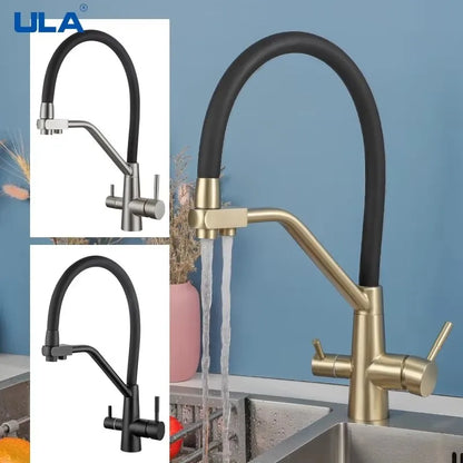 Ula gefilterte Küchen armaturen heißes und kaltes Trinkwasser 3-Wege-Filter Küchen spüle Mixer Rotations hähne Kran Doppel griff
