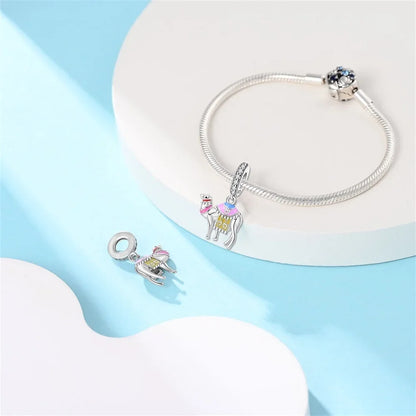 Charm-Anhänger aus 925er-Sterlingsilber, Wüstenpyramide, Kamel, Elefant, passend für Armbänder, Original-Charm für Frauen, DIY-Schmuckherstellung