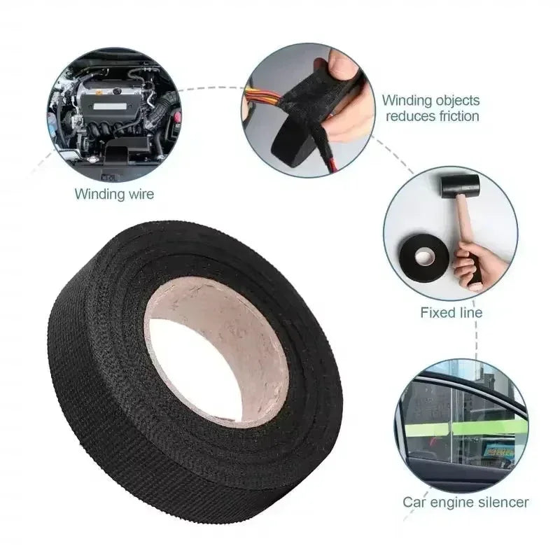 Elektrisches Isolierband, hitzebeständiges Kabelbaumband, 19 mm, Kabelbaum für Autos, Kabelbaum, Schutz, wasserdichtes Klebeband, Klettband