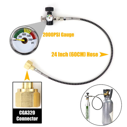 CO2-Zylinder-Tank-Nachfülladapter-Schlauchlehre-Set für Sodastream zum Aufladen von Nachfüllen von CO2 mit W21.8-14 G3/4 CGA320-Anschluss