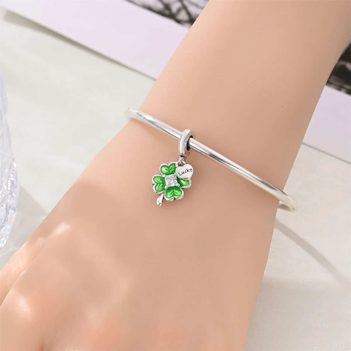 Glücksbringer aus 925er-Sterlingsilber mit vierblättrigem Kleeblatt, Hufeisenkrabbe, Marienkäfer-Zahlen-Charm, passend für DIY-Armbänder, Halsketten, Gesundheit, Glücksgeschenke