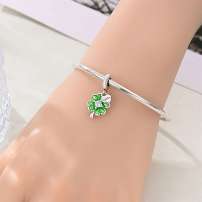 Glücksbringer aus 925er-Sterlingsilber mit vierblättrigem Kleeblatt, Hufeisenkrabbe, Marienkäfer-Zahlen-Charm, passend für DIY-Armbänder, Halsketten, Gesundheit, Glücksgeschenke