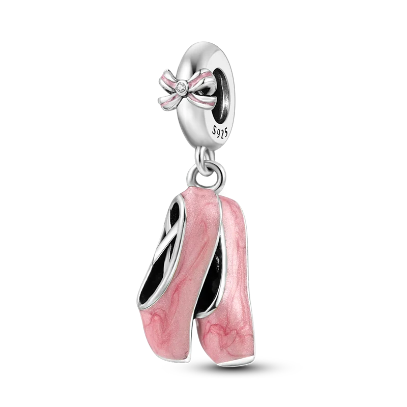 Original 925 Sterling Silber Goldene Haustiere Charms Perle Bunte Zirkonium Klee Engel Herz Baumeln Fit Armband DIY Schmuck Geschenk