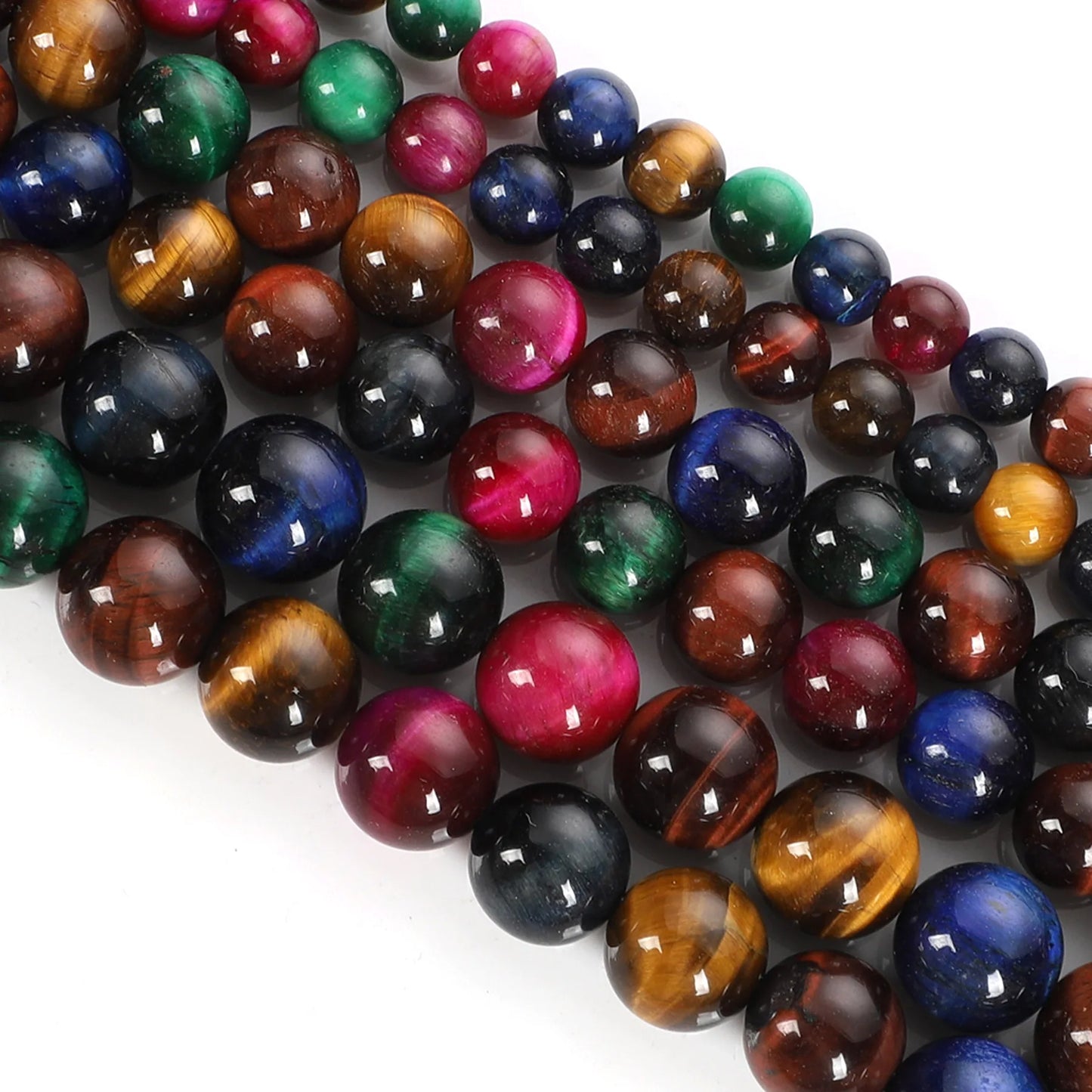 Natursteinperlen, mehrfarbig, Tigerauge, lose Distanzperlen für die Herstellung von Armbändern, Schmuck, DIY-Zubehör, Auswahlgröße 4/6/8/10/12 mm