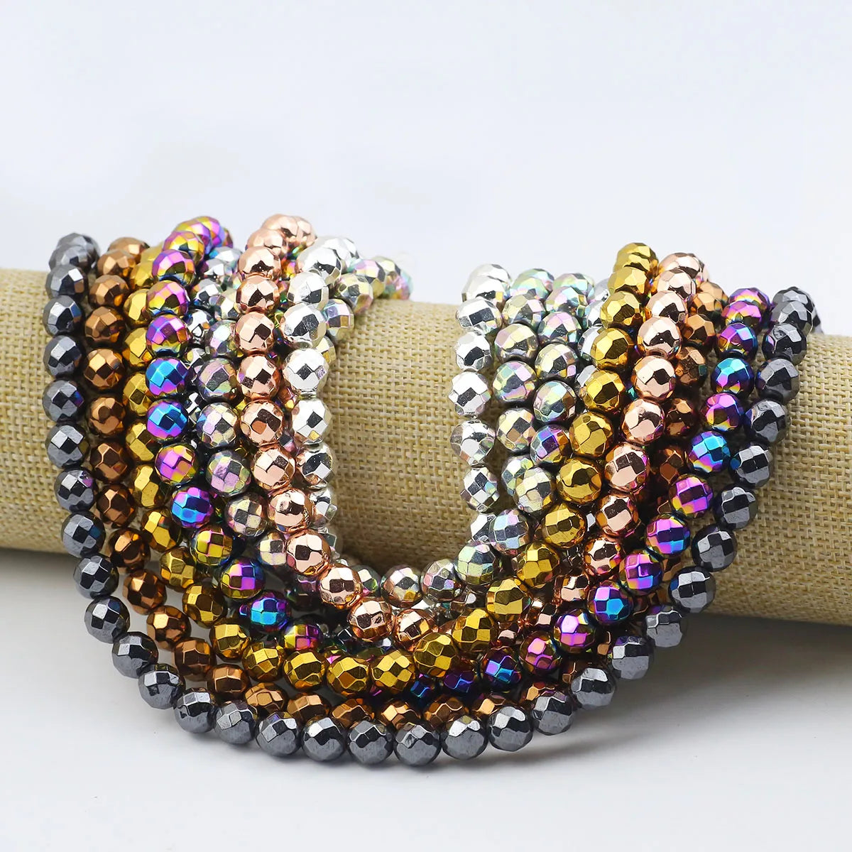 15'' Mehrfarbiger facettierter runder Hämatit-Naturstein 2/3/4/6/8/10 mm lose Perlen für DIY-Schmuckherstellung, Armband, Halskette, Earri