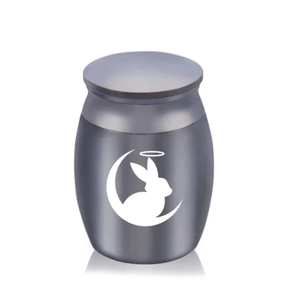 Cute Rabbit and Moon Cremation Keepsake Urns for Human Ashes of Pet Mini Small Funeral Casket Titanium Stainless Steel Angel Memorial Jar