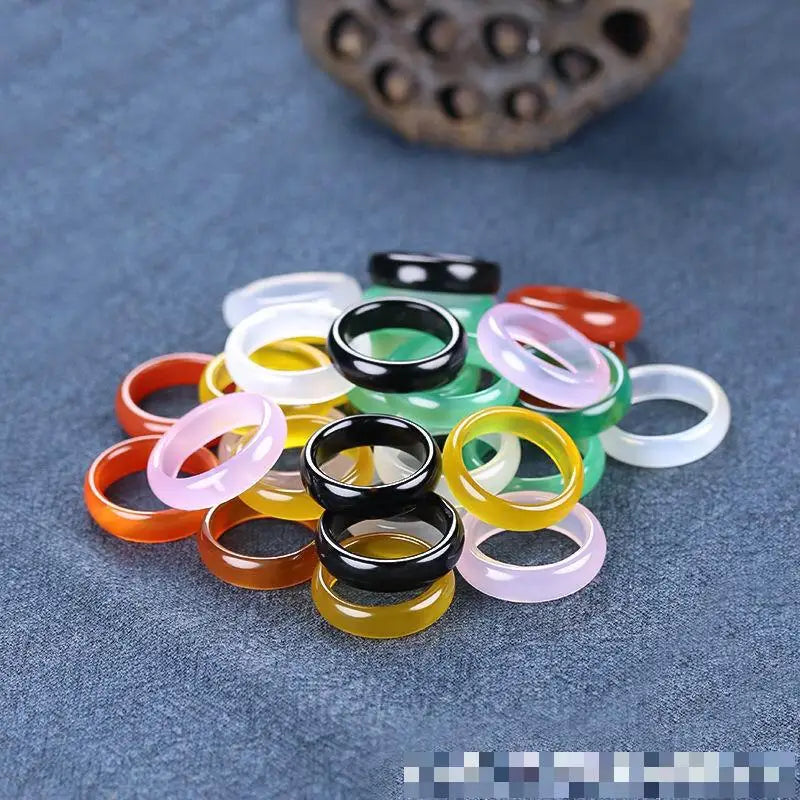 Natürliche Achat Ringe Frauen Edlen Schmuck Zubehör Echte Brasilianische Achat Stein Bunte Ring Für Freundin Mutter Geschenke