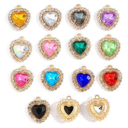 10 stücke Mehrfarbige Herz harz Kristall Strass Liebe Anhänger Dekoration Handwerk DIY Für Die Herstellung Von Ohrringe Halskette Schmuck W484