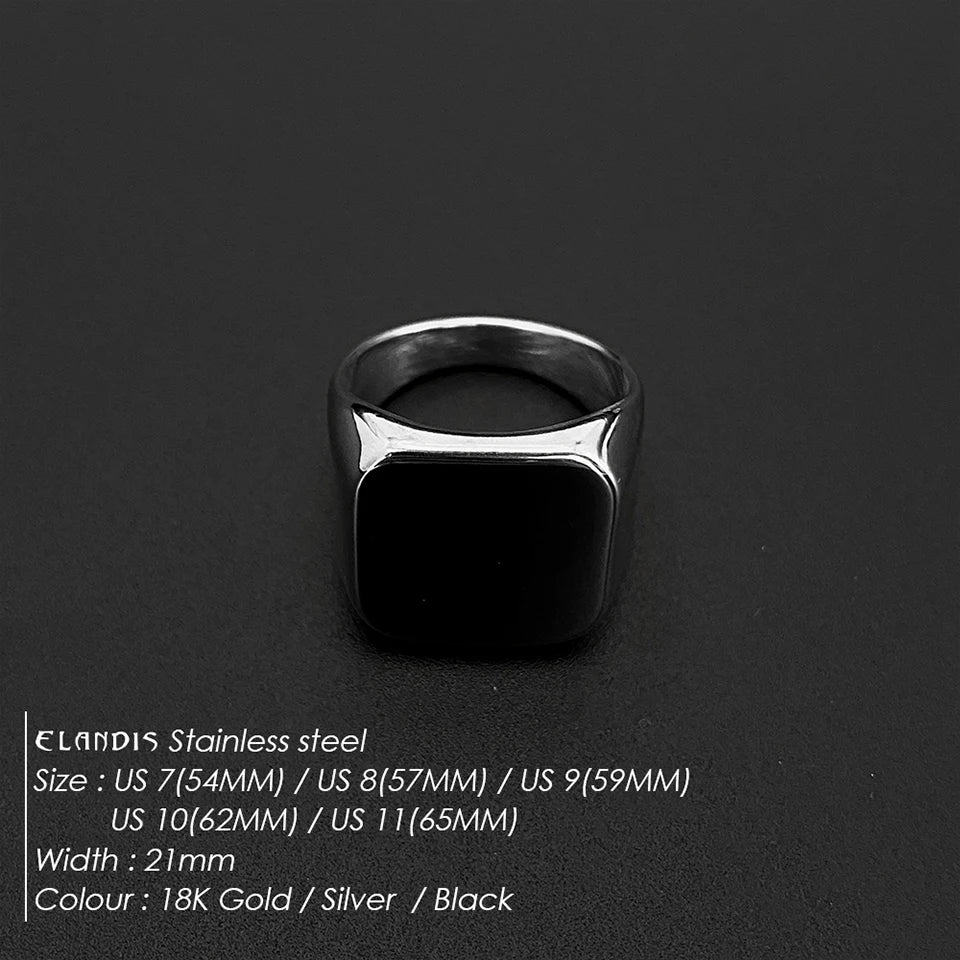ELANDIS Modeschmuck, quadratische Edelstahlringe für Herren, Accessoires, Jahrestag, Hochzeit, Party, Geschenk, trendige geometrische Ringe