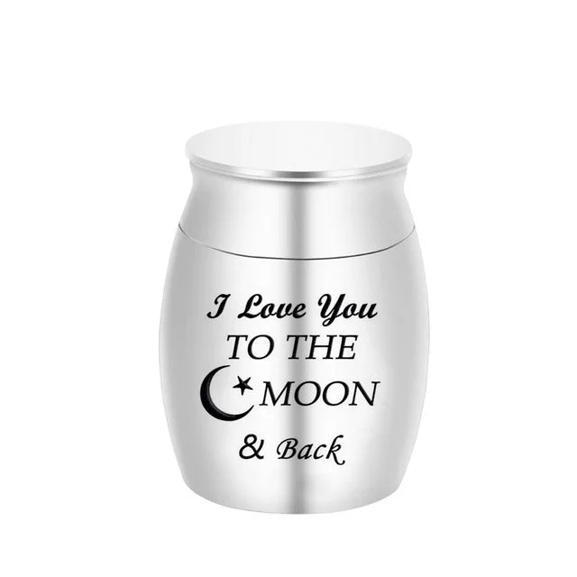 Cute Rabbit and Moon Cremation Keepsake Urns for Human Ashes of Pet Mini Small Funeral Casket Titanium Stainless Steel Angel Memorial Jar