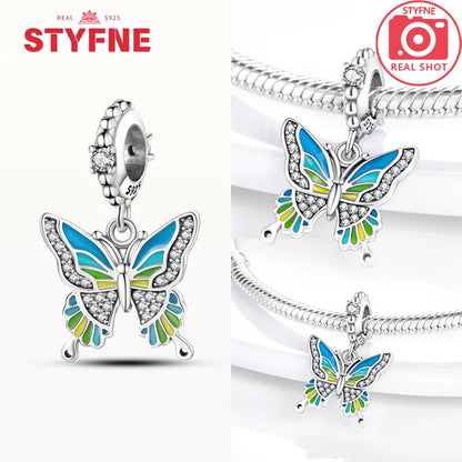 Neue Silber 925 Blaue Libelle Schmetterling Charms Perlen Fit Original Armband für Frauen DIY Edlen Schmuck Zubehör Perlen Geschenke