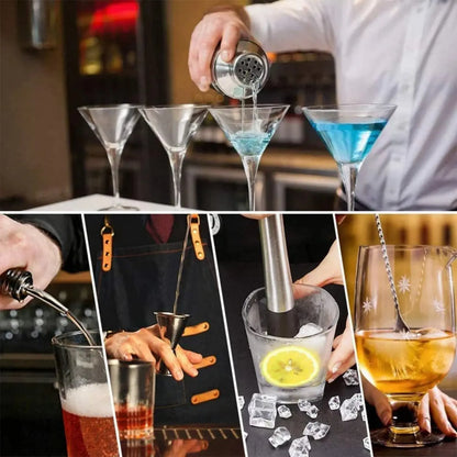 Cocktail-Shaker-Set, 20-teilig, Barkeeper-Set mit Ständer, Mixologie-Bar-Set, Getränkemixer-Set mit unverzichtbarem Zubehör, Werkzeug, Rezept-Broschüre