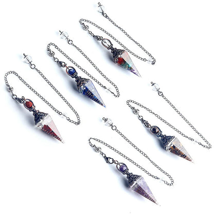 Naturstein Kristall Pendel Halsketten Sechseckiger Kegel Zerkleinerter Stein Amethyste Rosenquarz Chakra Anhänger Schmuck Zubehör