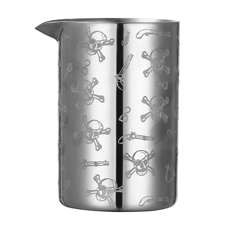 Cocktail-Mischglas, geätztes W-Geist-Muster, doppelwandiger Edelstahl-Krug, Design, Barkeeper-Brille, Barware Essentials