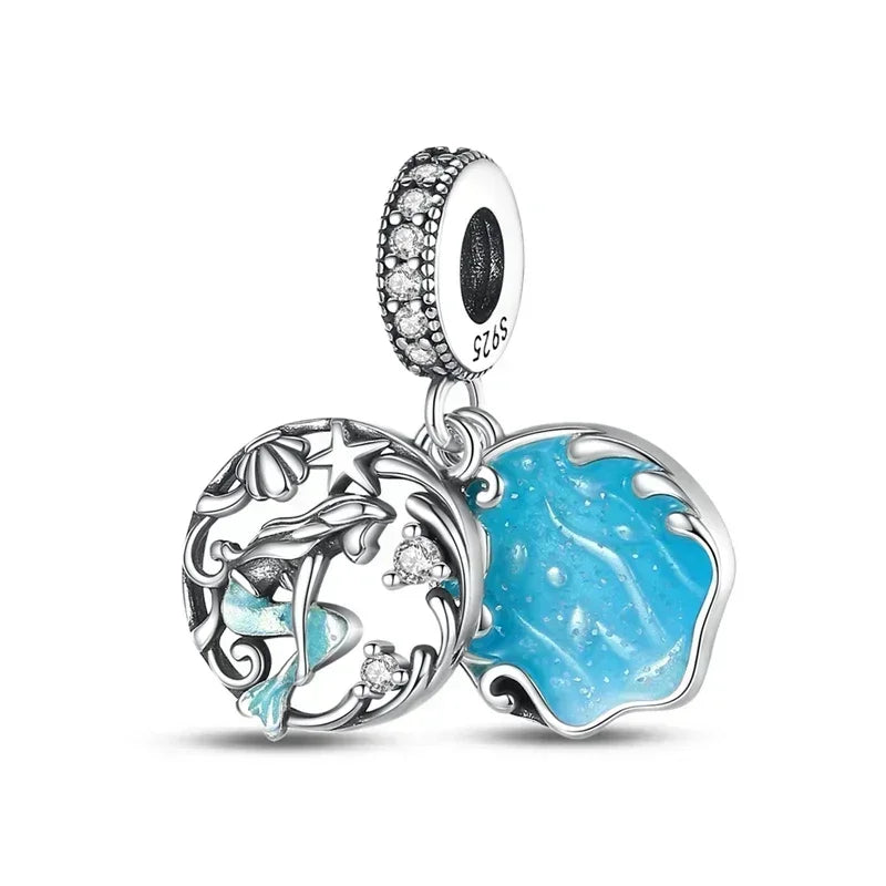 Charms-Anhänger aus 925er-Sterlingsilber mit blauen Ozean-Serie, passend für das DIY-Armband der Marke, Damenschmuck, Geschenke für Freundin