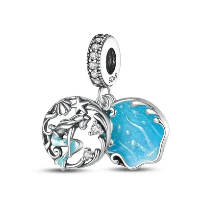 Charms-Anhänger aus 925er-Sterlingsilber mit blauen Ozean-Serie, passend für das DIY-Armband der Marke, Damenschmuck, Geschenke für Freundin