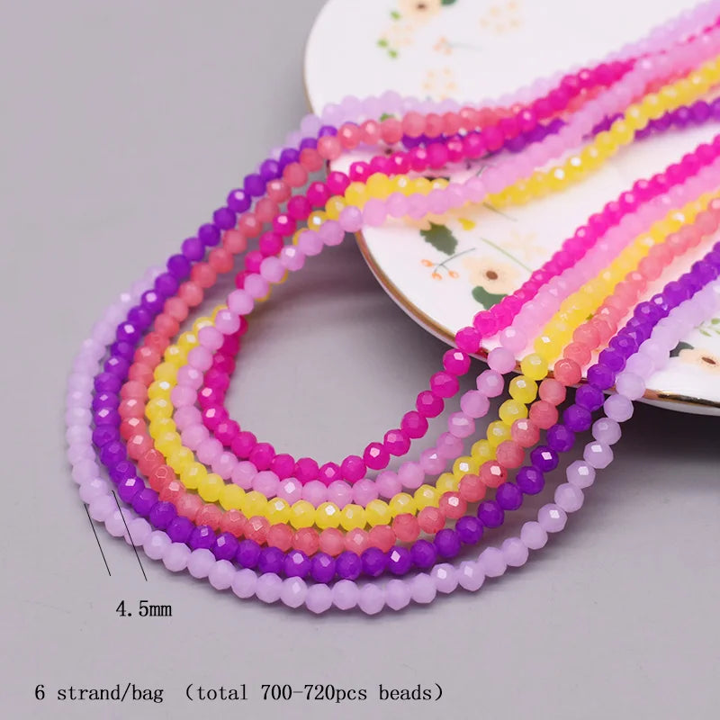4 mm Farbschema, 6 Stränge/Beutel, Rondelle-Kristallglasperlen, facettierte lose Distanzperlen für Schmuckherstellung, Schmuck, DIY-Halskette