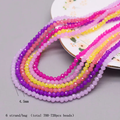 4 mm Farbschema, 6 Stränge/Beutel, Rondelle-Kristallglasperlen, facettierte lose Distanzperlen für Schmuckherstellung, Schmuck, DIY-Halskette