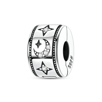 Lucky Clover Clip Charms 925 Sterling Silber Original Black Cat Stopper Clamp Silikon Spacer Charm für DIY Schmuck Armband