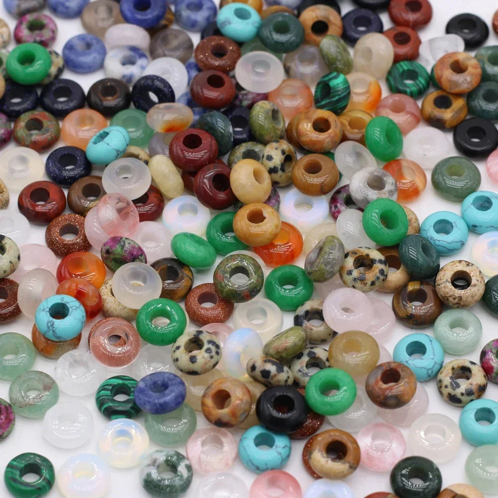 Großhandel 100 Stück Natursteinperlen, großes Loch, Abacus-Form, Agts-Steinperlen für die Herstellung von Schmuck, Halsketten, Loch 4 mm, Größe 5 x 10 mm