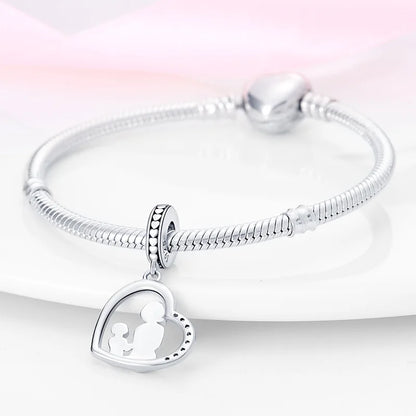 Charms-Anhänger für Mutter und Tochter aus 925er-Sterlingsilber mit Zirkonia, passend für DIY-Armband-Halskette, Geschenk für Sie, Colgante Plata