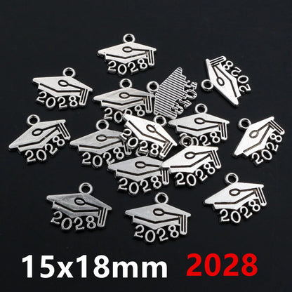 50 Stück 9x14mm Jahr Nummer 2026 2027 2028 Anhänger Charms DIY Schmuck Herstellung Schmuck finden antike versilbert Zubehör