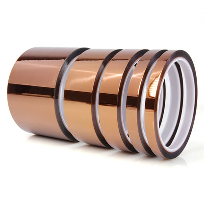 1/5 Rolle Polyimid-Isolierklebeband, 33 m/Rolle, 3 mm-100 mm, Wärmeband, Schutz für Elektronikplatinen, Hochtemperatur-Goldfolie