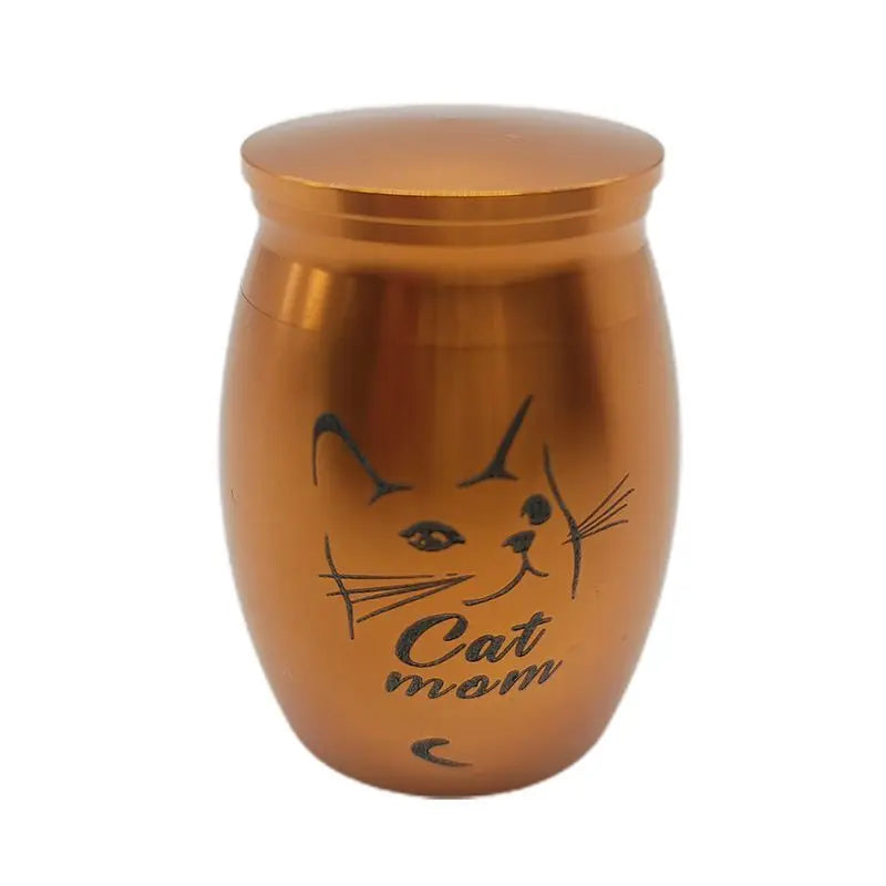 Stainless Steel Pet Urns, Small Face Print, Memorial Urn, Dog and Cat Ash Holder, Urn for Human Pet Ashes, Blue/Black