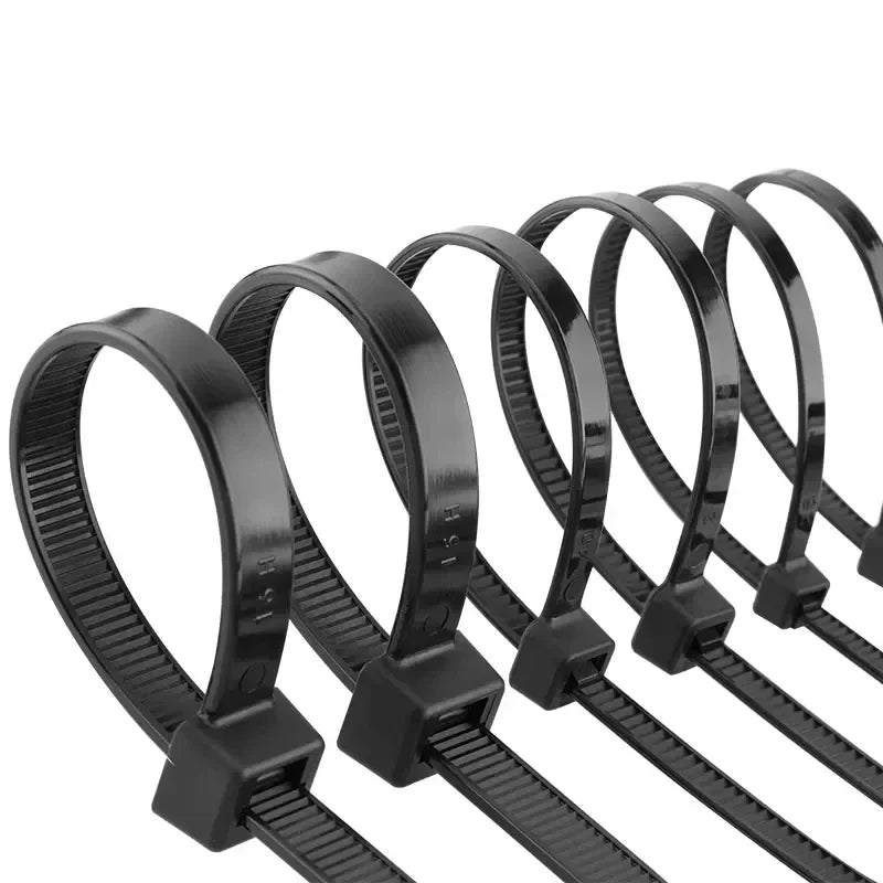 5*150-8*500 selbstsicher ndes schwarzes Nylon-Kabel band aus starkem Kunststoff mit fester Schnalle