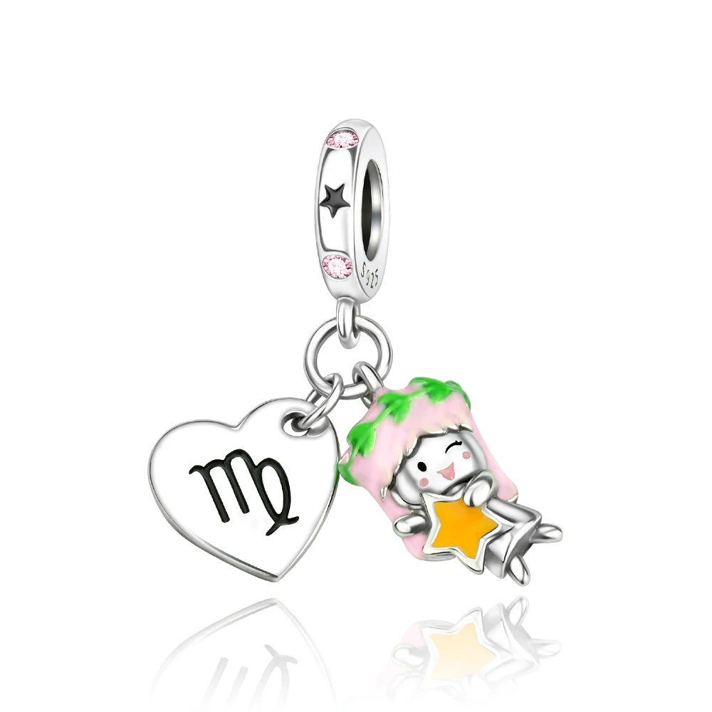 Exquisite Charm-Anhänger aus 925er-Sterlingsilber mit weißen Tigerperlen und Kaninchen-Barista-Anhänger, passend für Armbänder, niedliche Schmuck-Accessoires, Geschenke
