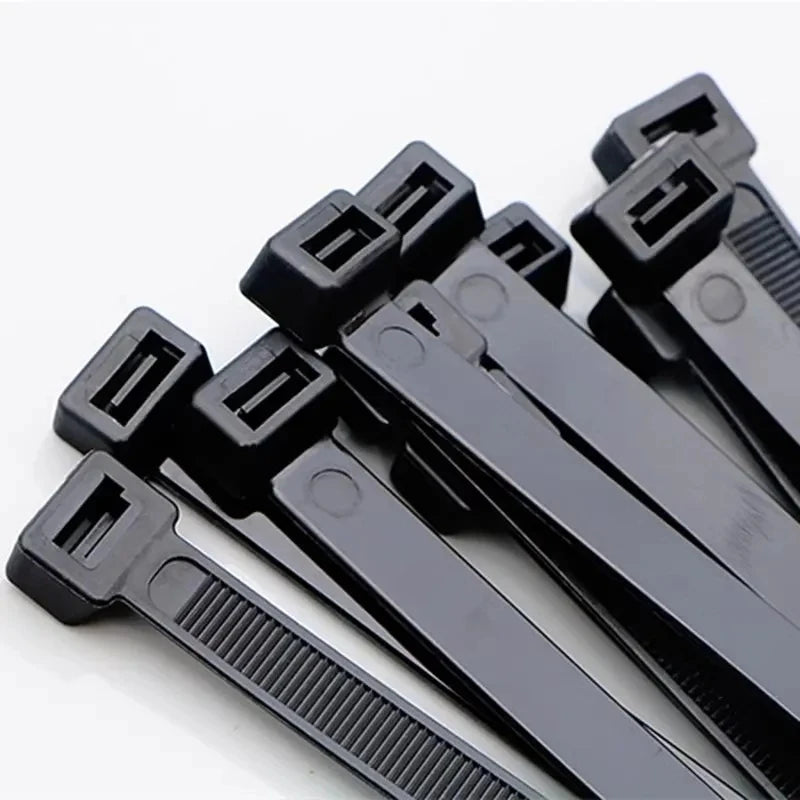 250/500/1000 Stück schwarze selbstsichernde Kunststoff-Nylon-Kabelbinder 3 x 100 3 x 150 4 x 200 Befestigungsring Nylon-Klemmband mit Schloss