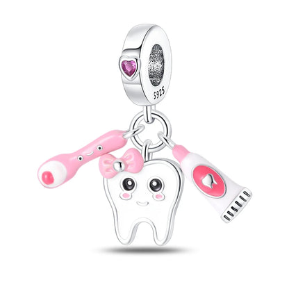 Original 925 Sterling Silber Charm Perlen Medizinische Serie Arzt Krankenschwester Pflege Für Zähne Anhänger Für Armband Edlen DIY Schmuck
