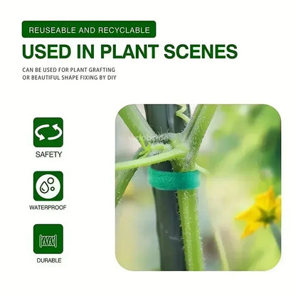 Selbstklebender Nylon-Kabelbinder für Pflanzen, grün, verstellbare Pflanzen, Hakenschlaufenunterstützung, Gartenschnur, Verband, wiederverwendbare Verschluss-Klebebandstreifen