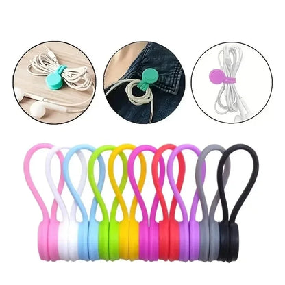 Wiederverwendbare magnetische Kabelbinder – Silikon-Kabel-Organizer-Clips für Drähte, Kopfhörer, Büro, Schreibtisch, Kühlschrank und Buchmarkierung