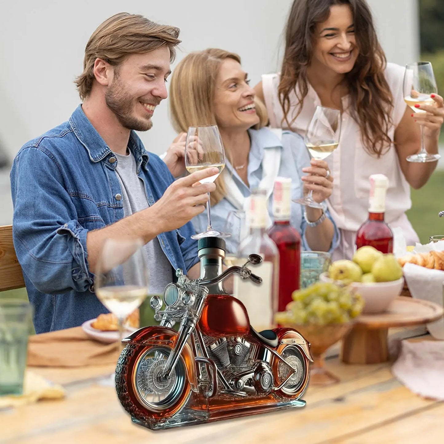 Neuer lustiger Dekanter für Motorrad-Whisky-Glas, einzigartiger, lustiger Vintage-Kreativ-Dekanter für Wein-, Bar- und Esszimmer- und Motorradliebhaber