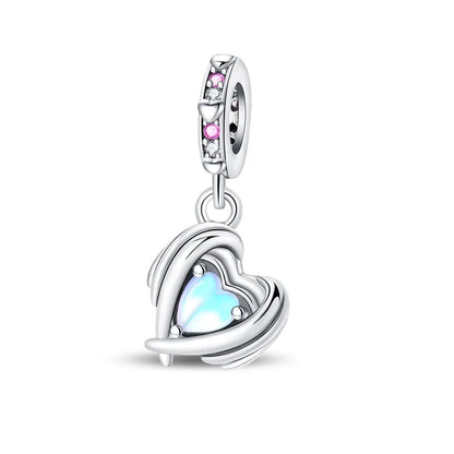 Heißer Verkauf 925er Sterlingsilber, rotes Herz und Pfeil, baumelnder Charm und blauer Murano-Glas-Delfine-Anhänger, passend für Armband, Modeschmuck