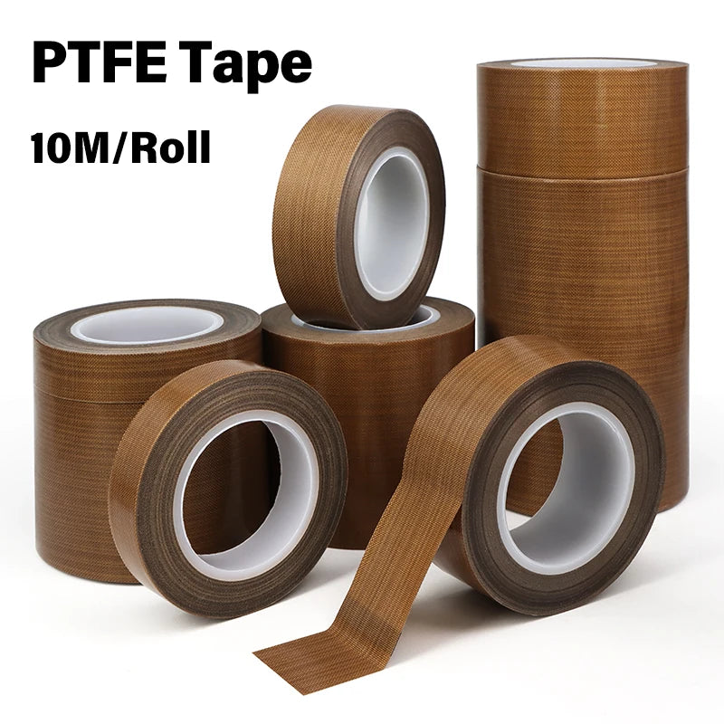 10 m/Rolle, Breite 5–100 mm, PTFE-Band, hohe Temperaturbeständigkeit, Wärmeisolierung, Dichtungsband, Dicke 0,13 mm/0,18 mm