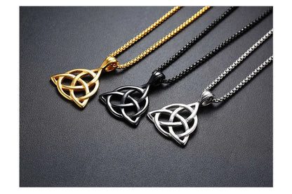 Vnox Wikinger-Halsketten mit keltischem Knoten für Herren, Edelstahl, Dreifachknoten-Anhänger, lässiger Herrenschmuck mit 61 cm Box-Kette