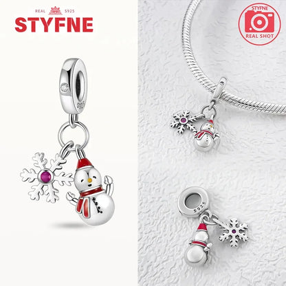 925 Silber Neue Weihnachten Weihnachtsmann Elch Schneemann Charms Perlen Fit Original Armbänder Party Geschenk DIY Schmuck für Frauen