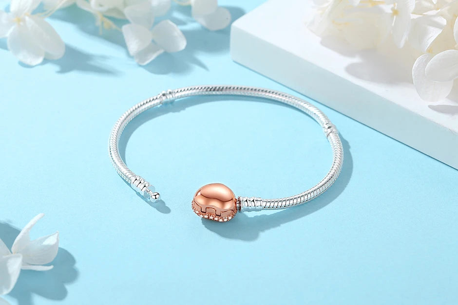 Original 925 Sterling Silber Armbänder Armreifen Liebe Herz Clip Charms Perlen Schlange Ketten Für Frauen Rose Gold DIY Luxus Schmuck