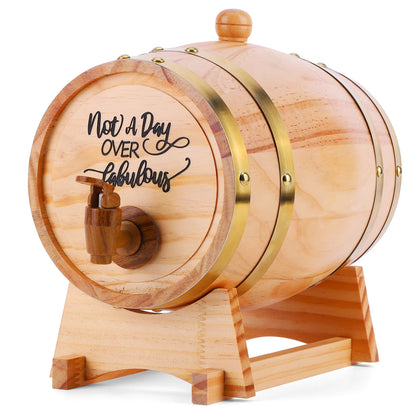 3L Graviertes Whiskeyfass mit Ständer und Zapfhahn Holz-Whiskeyfass Weinfass für Cocktails Bourbon Rum Tequila Bier