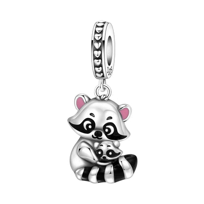 Exquisiter 925 Sterling Silber Panda Chamäleon Waschbär, Koi Welpen Tier-Anhänger Passend für DIY Armband Halskette Premium Party Geschenke