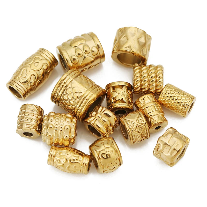 5 teile/los Edelstahl Gold Farbe Lose Rohr Große Loch Spacer Perlen für DIY Armbänder Halskette Schmuck Machen Liefert Finden